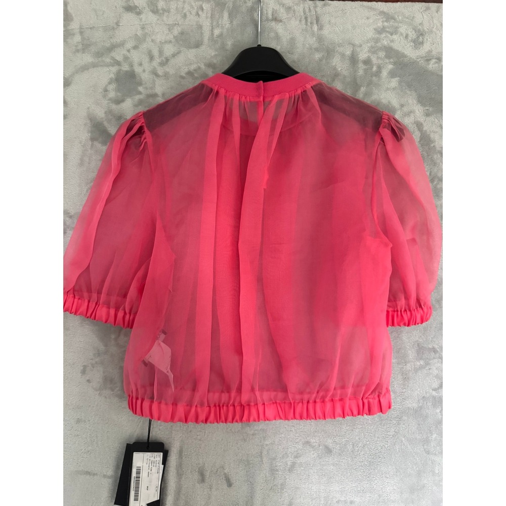 NWT Dolce & Gabbana Pink Sheer Organza Puff Sleeve Blouse IT44 US 8 10 MSRP $790 - Picture 5 of 6